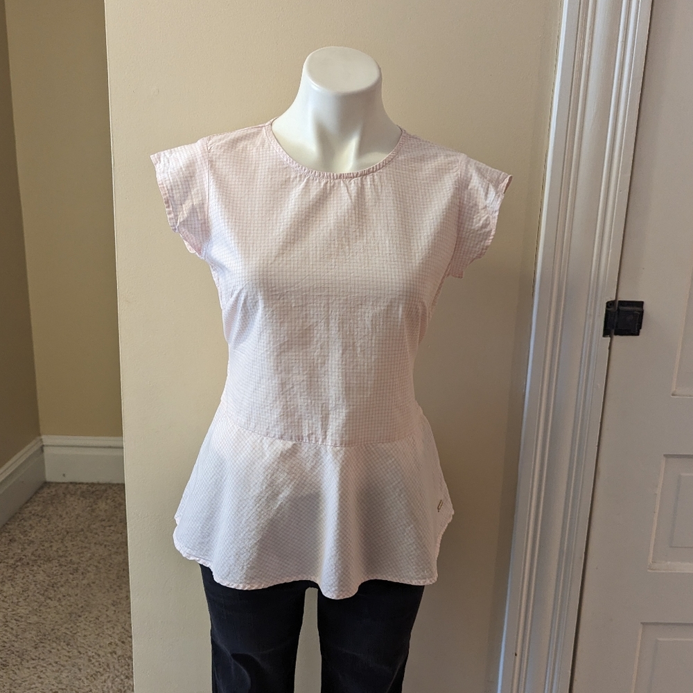 Park Avenue Women pale pink gingham top size 10